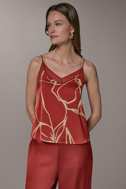 SLEEVELESS V-NECK PRINT CAMI - Sunbaked/Fawn