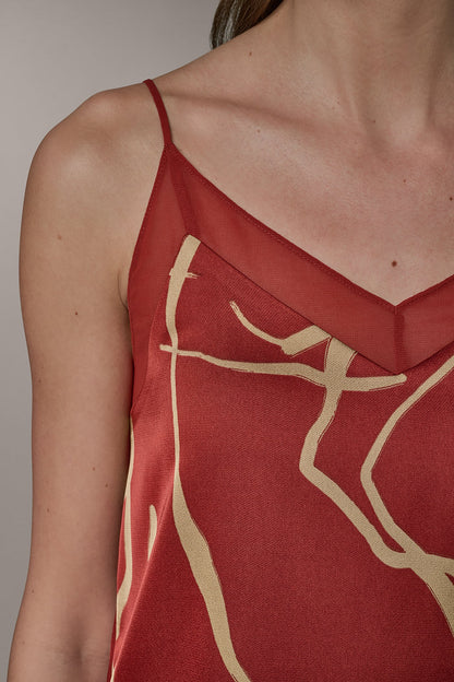 SLEEVELESS V-NECK PRINT CAMI - Sunbaked/Fawn