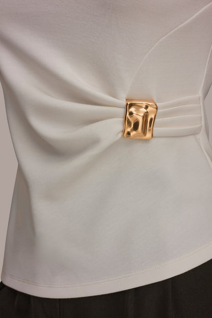 ASYMMETRIC HEM BLOUSE - Cream