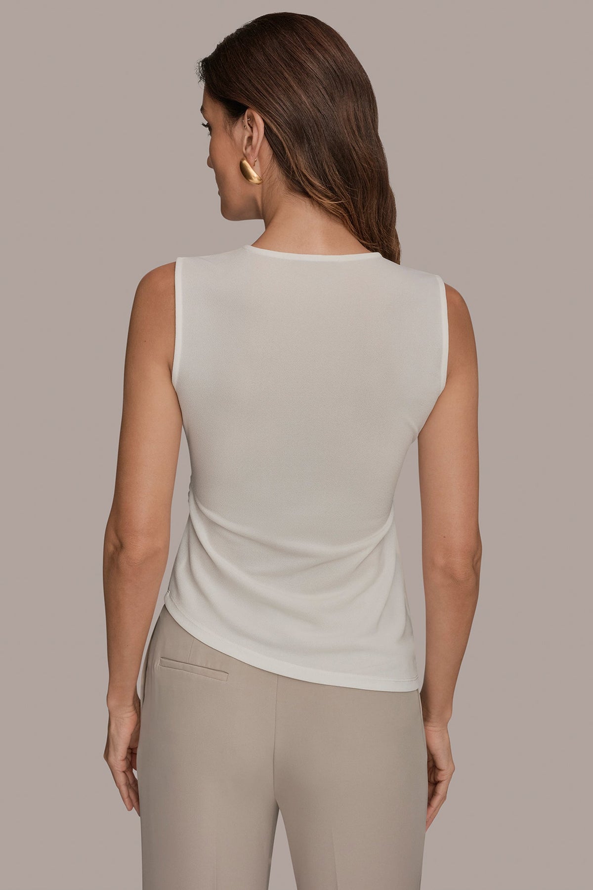 ASYMMETRIC RUCHED TOP - Cream