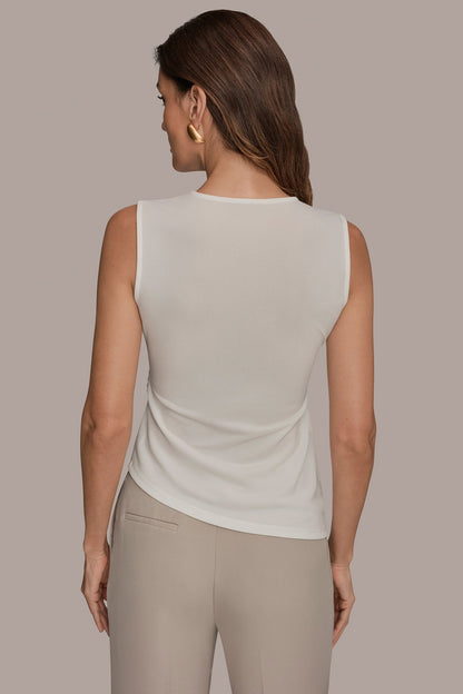 ASYMMETRIC RUCHED TOP - Cream