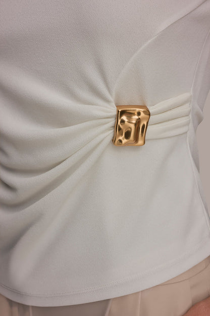 ASYMMETRIC RUCHED TOP - Cream