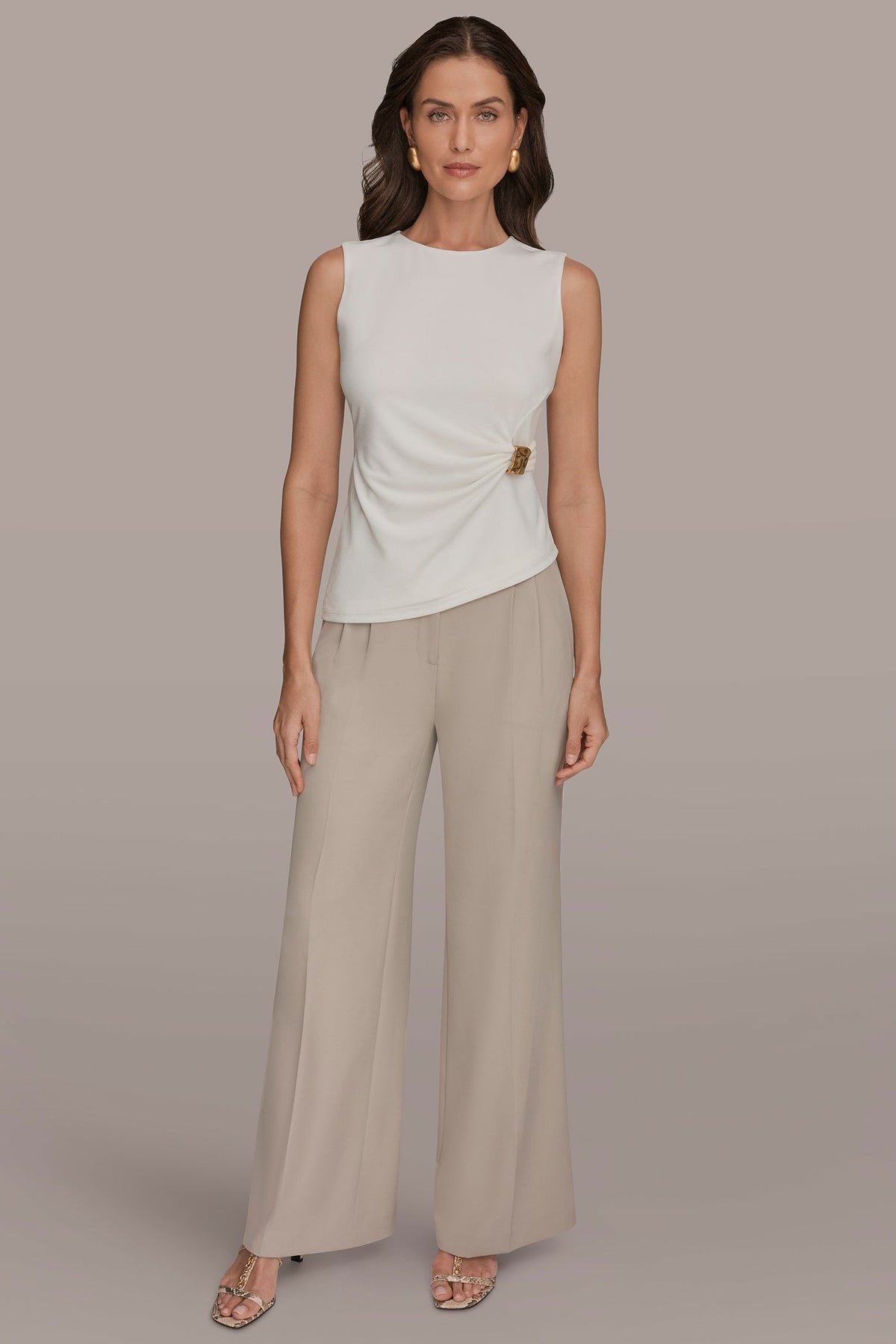 ASYMMETRIC RUCHED TOP - Cream