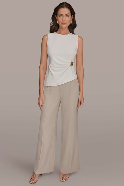 ASYMMETRIC RUCHED TOP - Cream