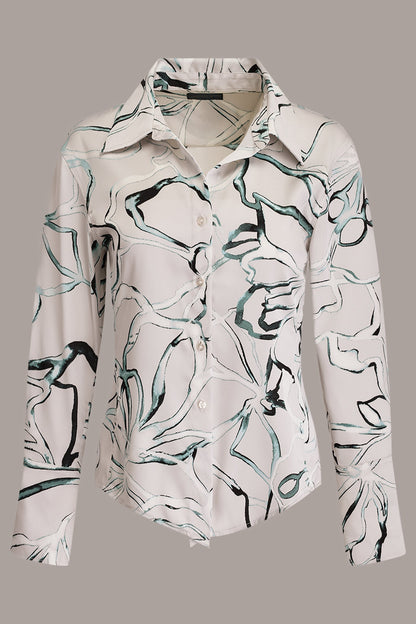 PRINTED BLOUSE - Aquamint Multi