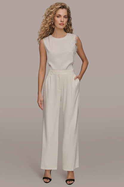 EXTRA HIGH-RISE PLEATED WIDE-LEG PANT - CREAM