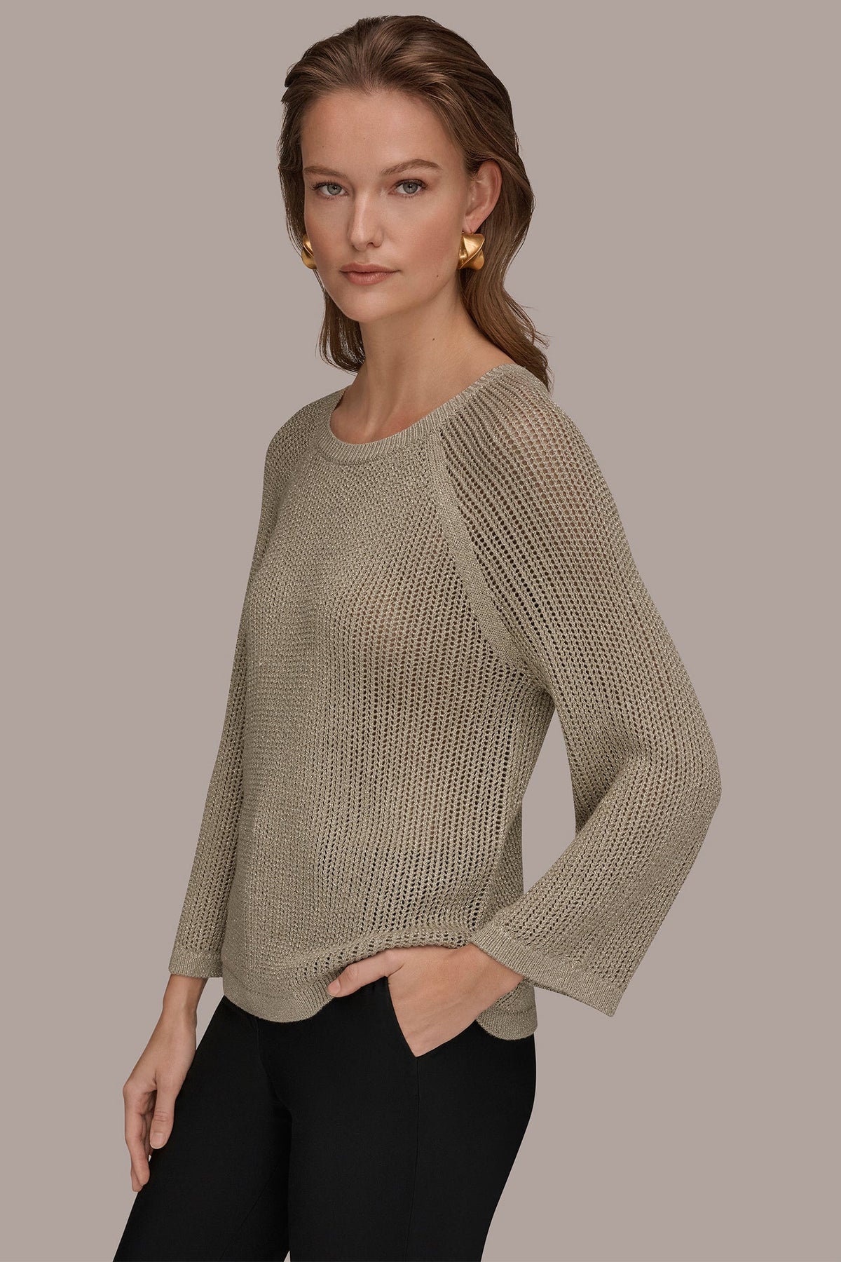 BOAT NECK DOLMAN SWEATER - Tuscan Grey