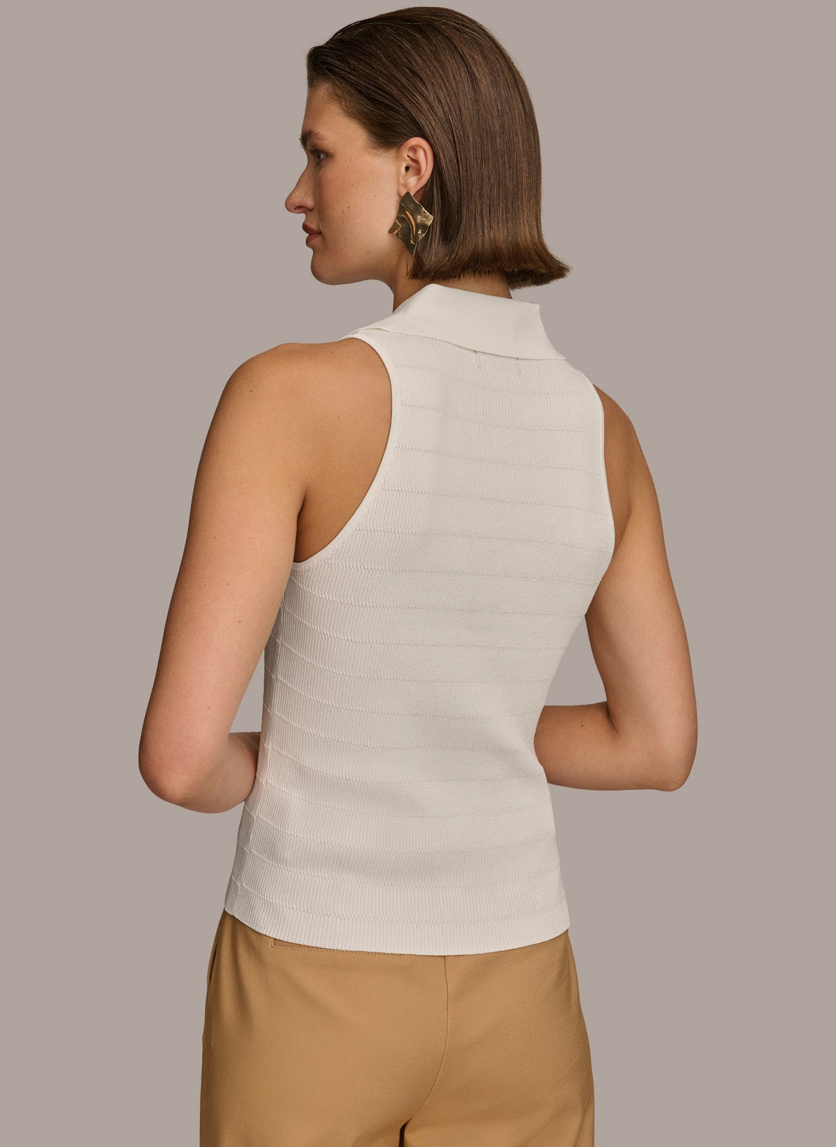 TEXTURE SWEATER WITH GOLD BUTTONS - Cream