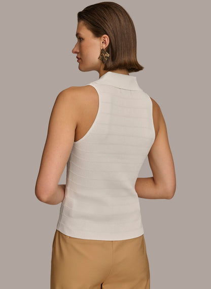 TEXTURE SWEATER WITH GOLD BUTTONS - Cream
