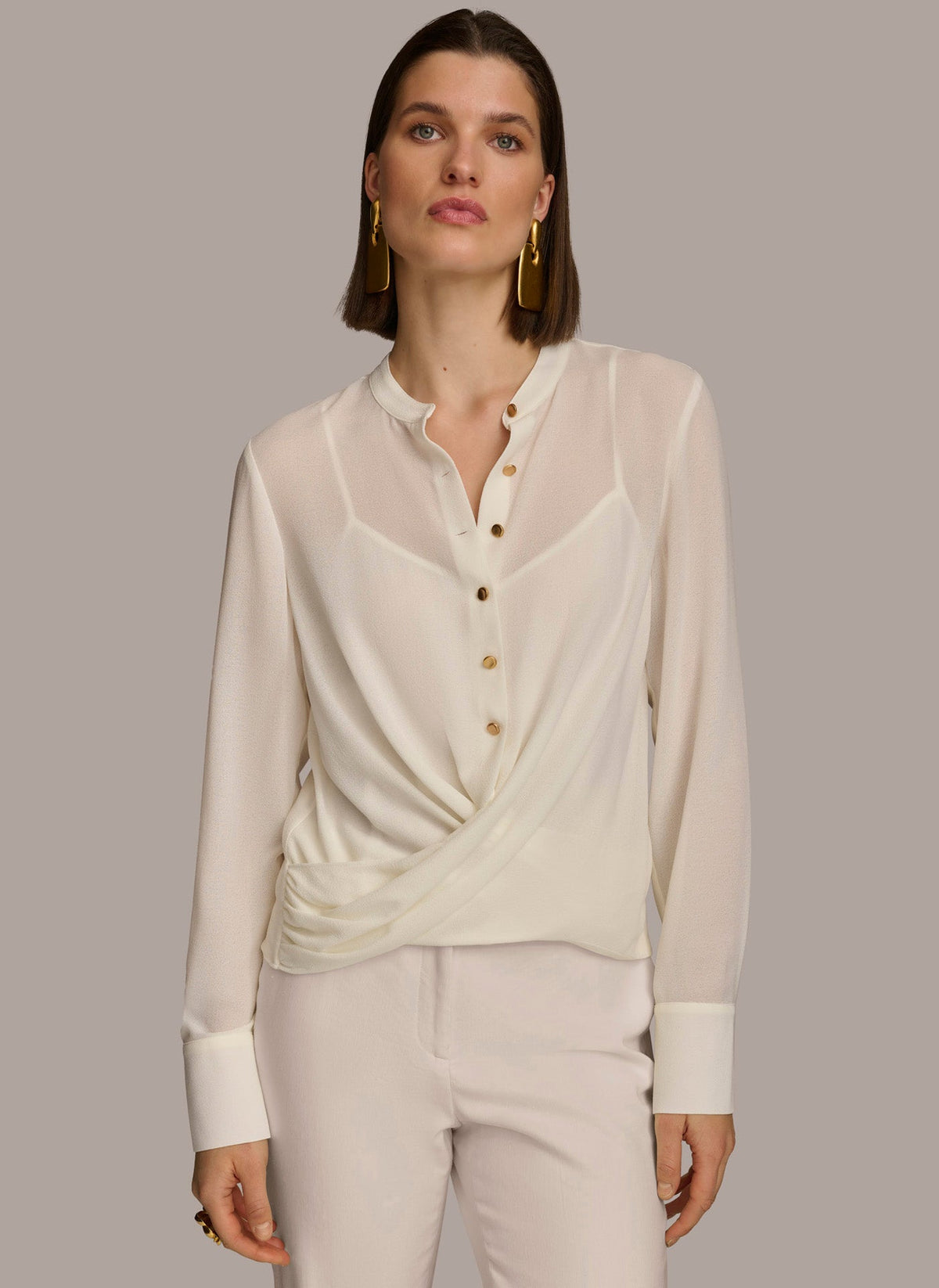 FAUX WRAP TOP - Cream