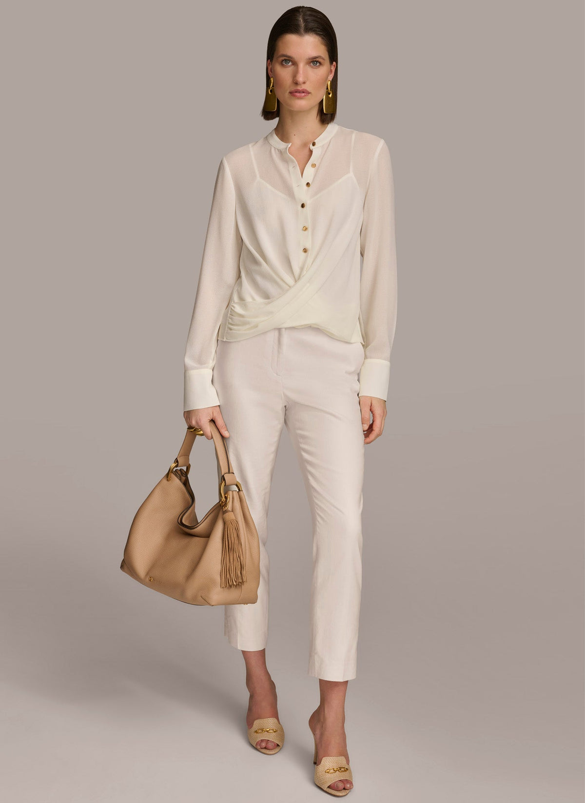 FAUX WRAP TOP - Cream