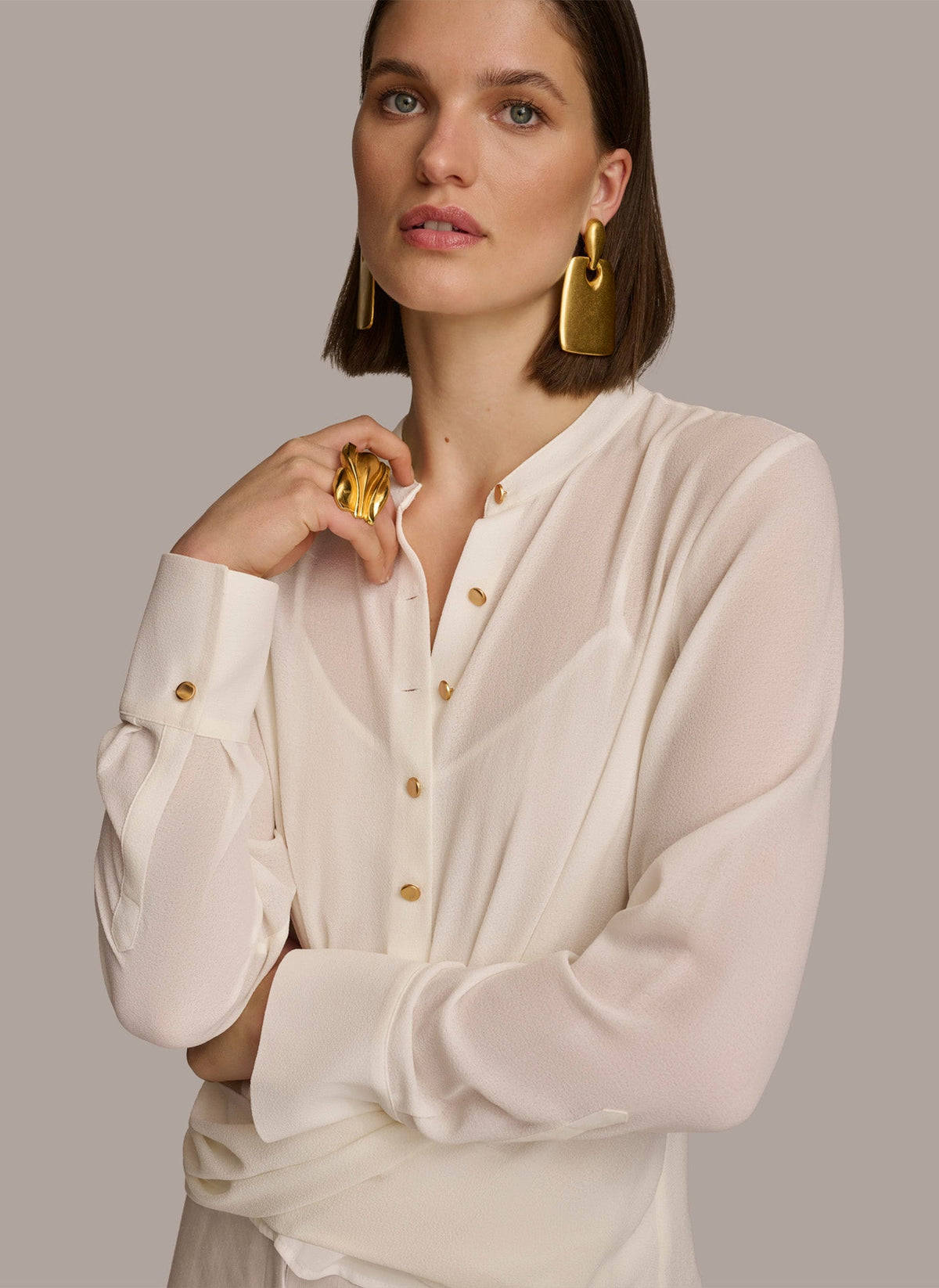 FAUX WRAP TOP - Cream