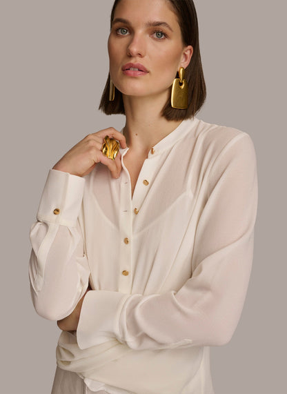 FAUX WRAP TOP - Cream