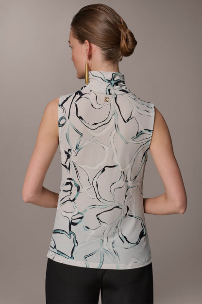 BUTTON SHOULDER BLOUSE - Aquamint Multi