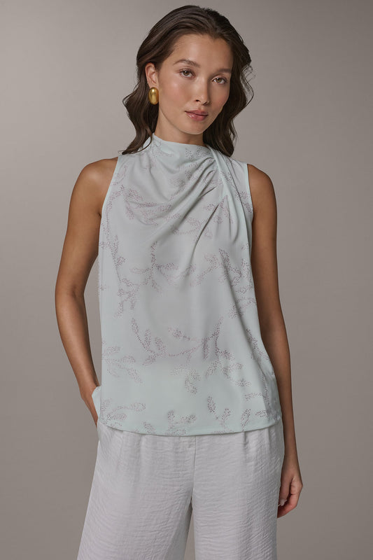 DRAPE TWIST SHOULDER BLOUSE - Skylight