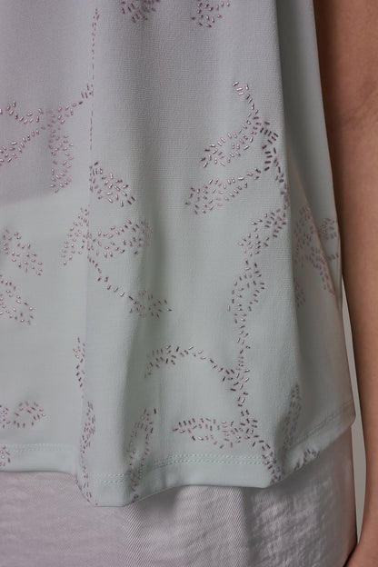 DRAPE TWIST SHOULDER BLOUSE - Skylight
