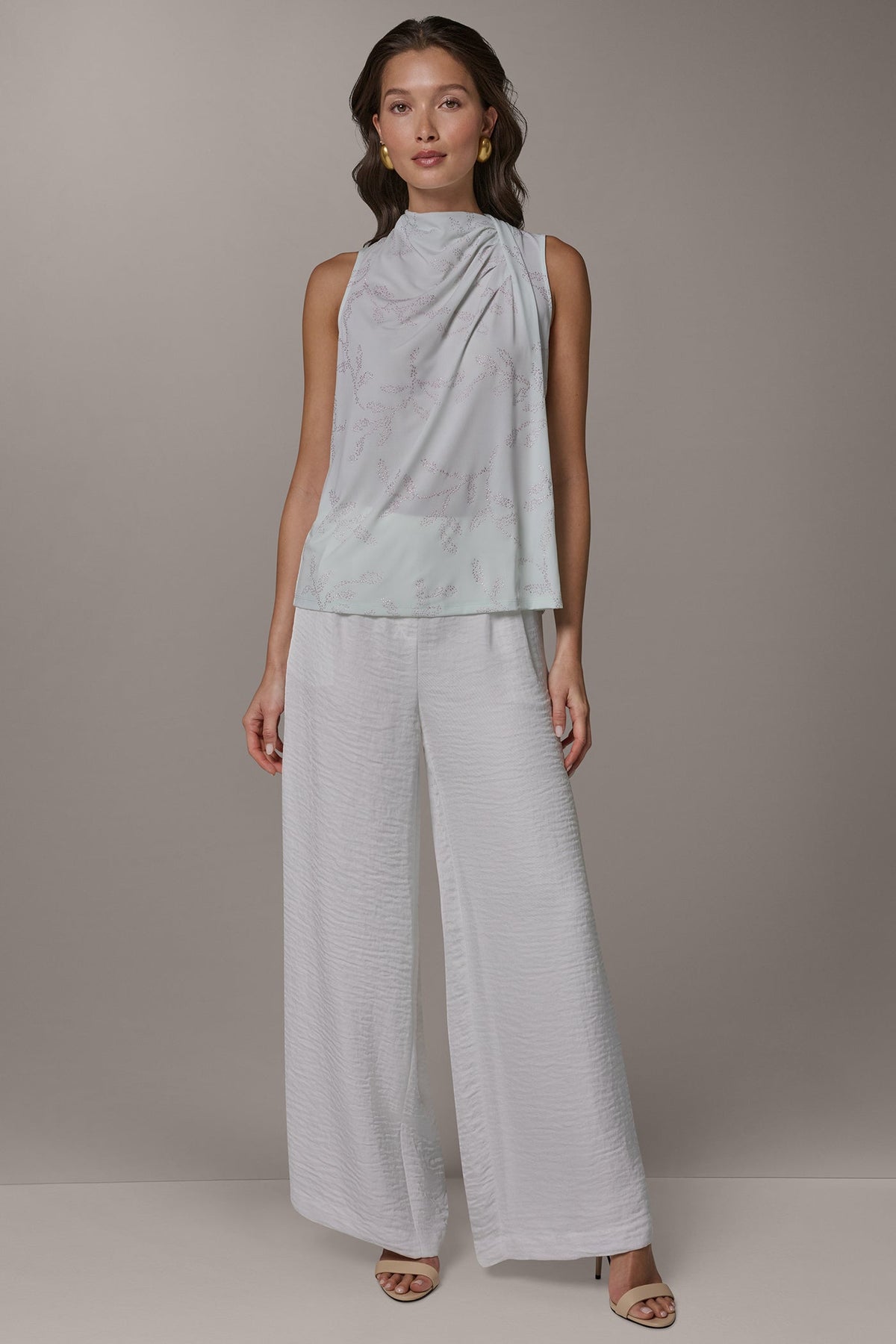 DRAPE TWIST SHOULDER BLOUSE - Skylight