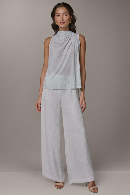 DRAPE TWIST SHOULDER BLOUSE - Skylight
