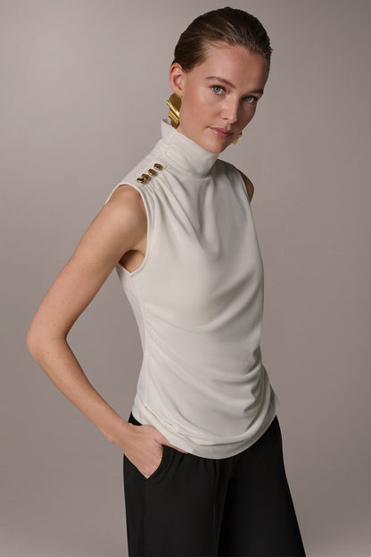BUTTON SHOULDER BLOUSE - Cream