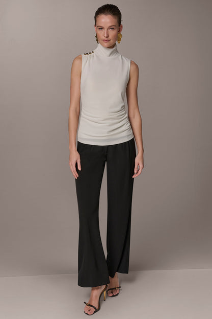 BUTTON SHOULDER BLOUSE - Cream