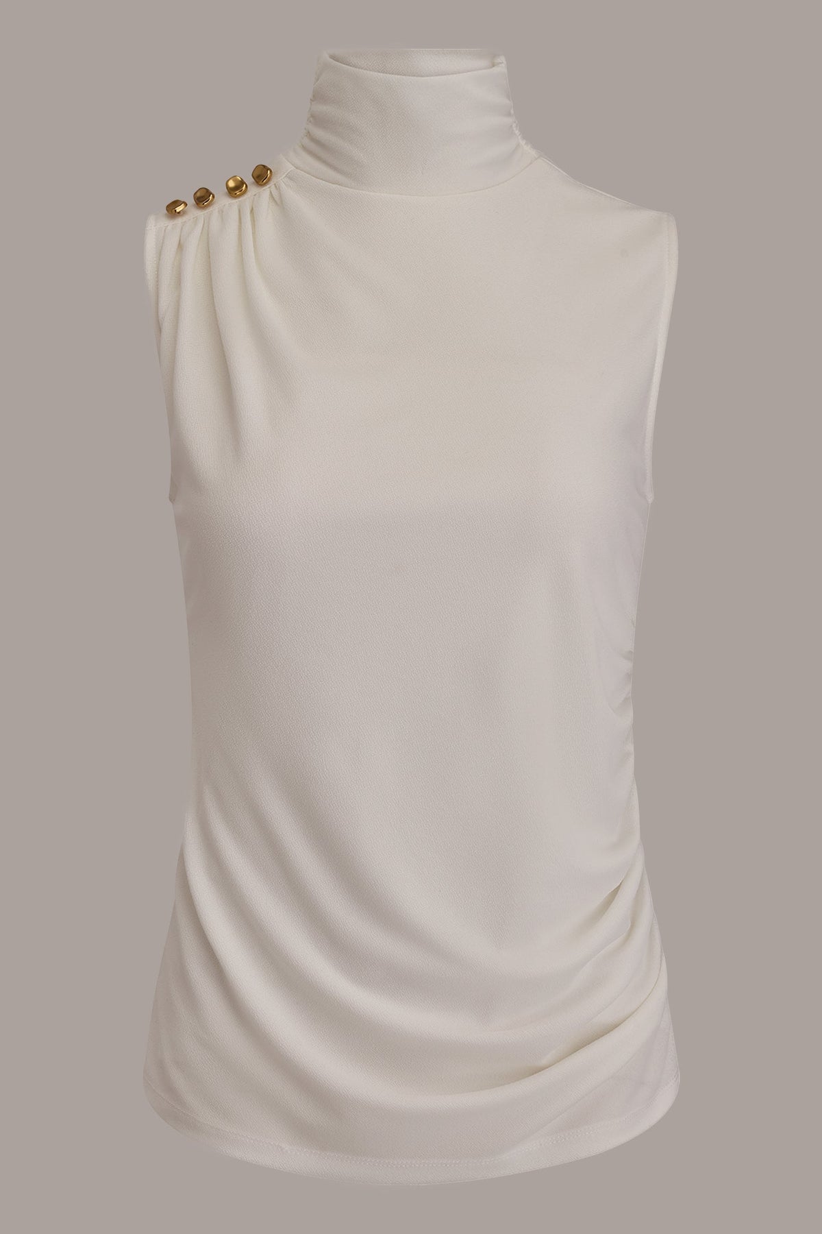 BUTTON SHOULDER BLOUSE - Cream