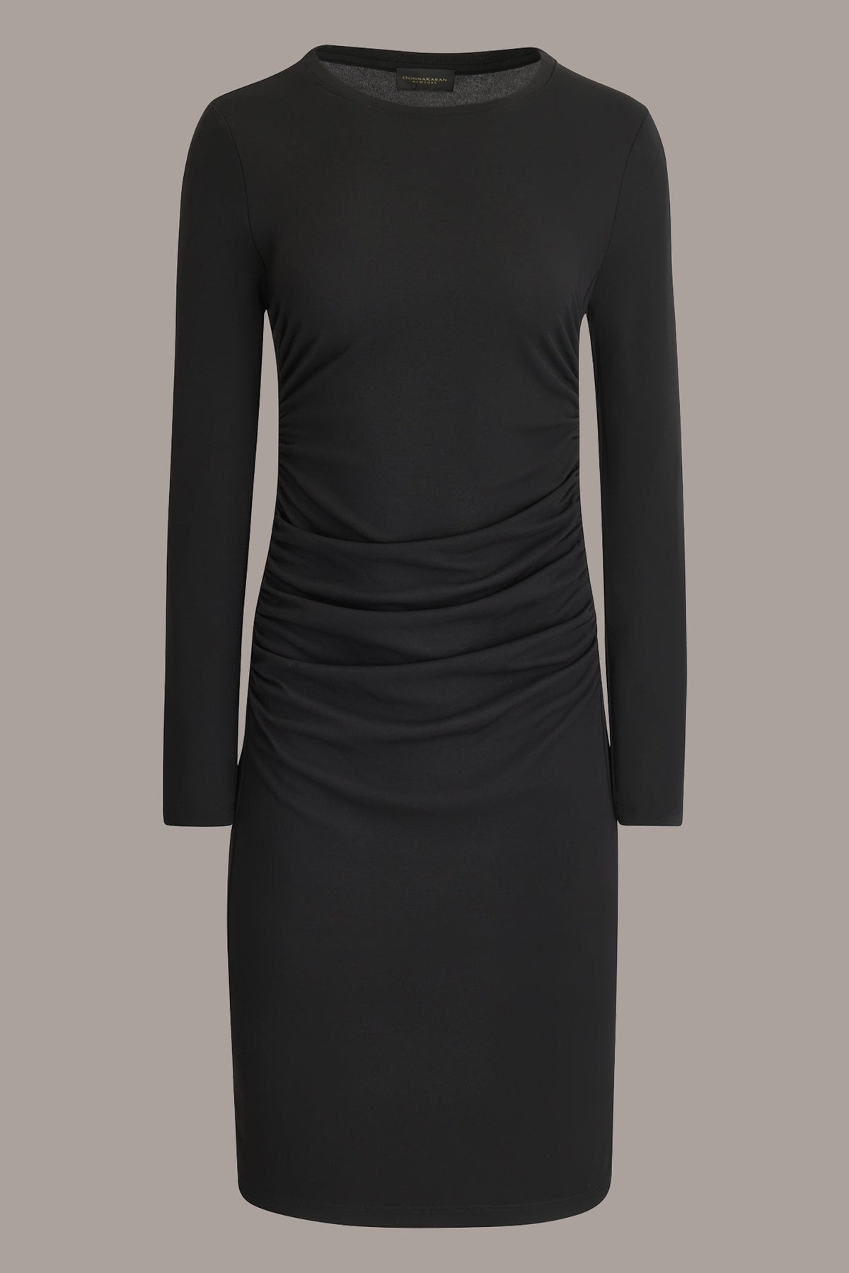 LONG SLEEVE RUCHED DRESS - Black
