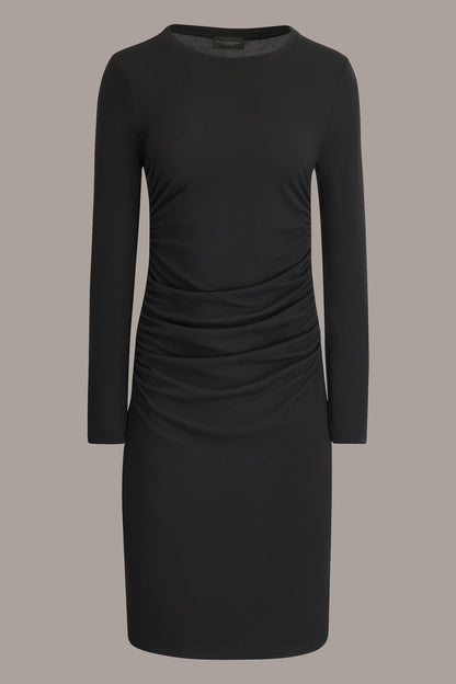 LONG SLEEVE RUCHED DRESS - Black