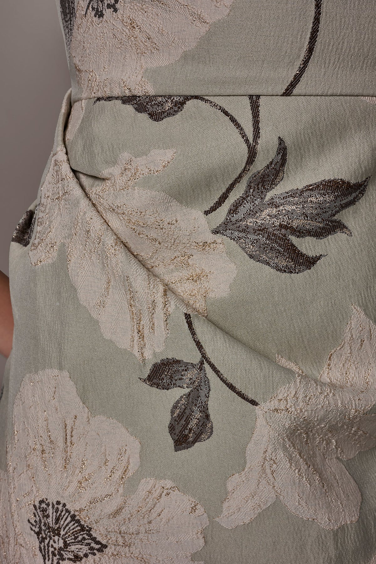 FLORAL-JACQUARD WRAP MIDI DRESS - Agave Multi