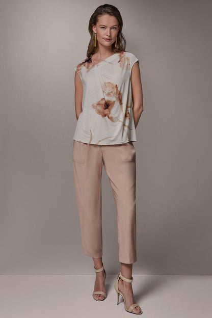 FLORAL ASYMMETRIC BLOUSE - Light Tuscan Grey Multi