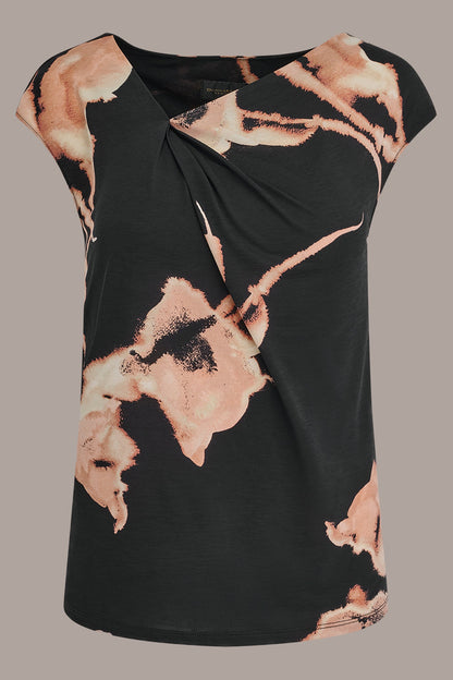 FLORAL ASYMMETRIC BLOUSE - Black Multi