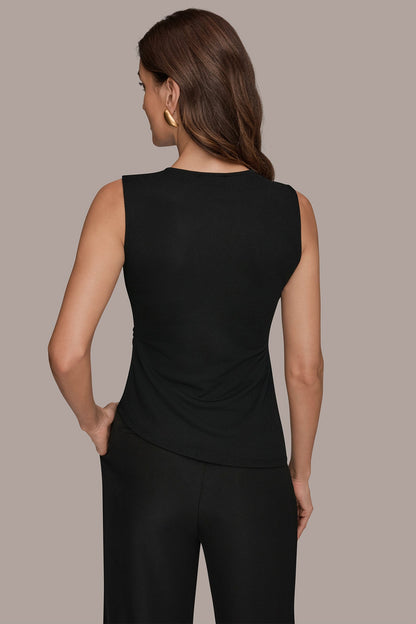 ASYMMETRIC RUCHED TOP - Black
