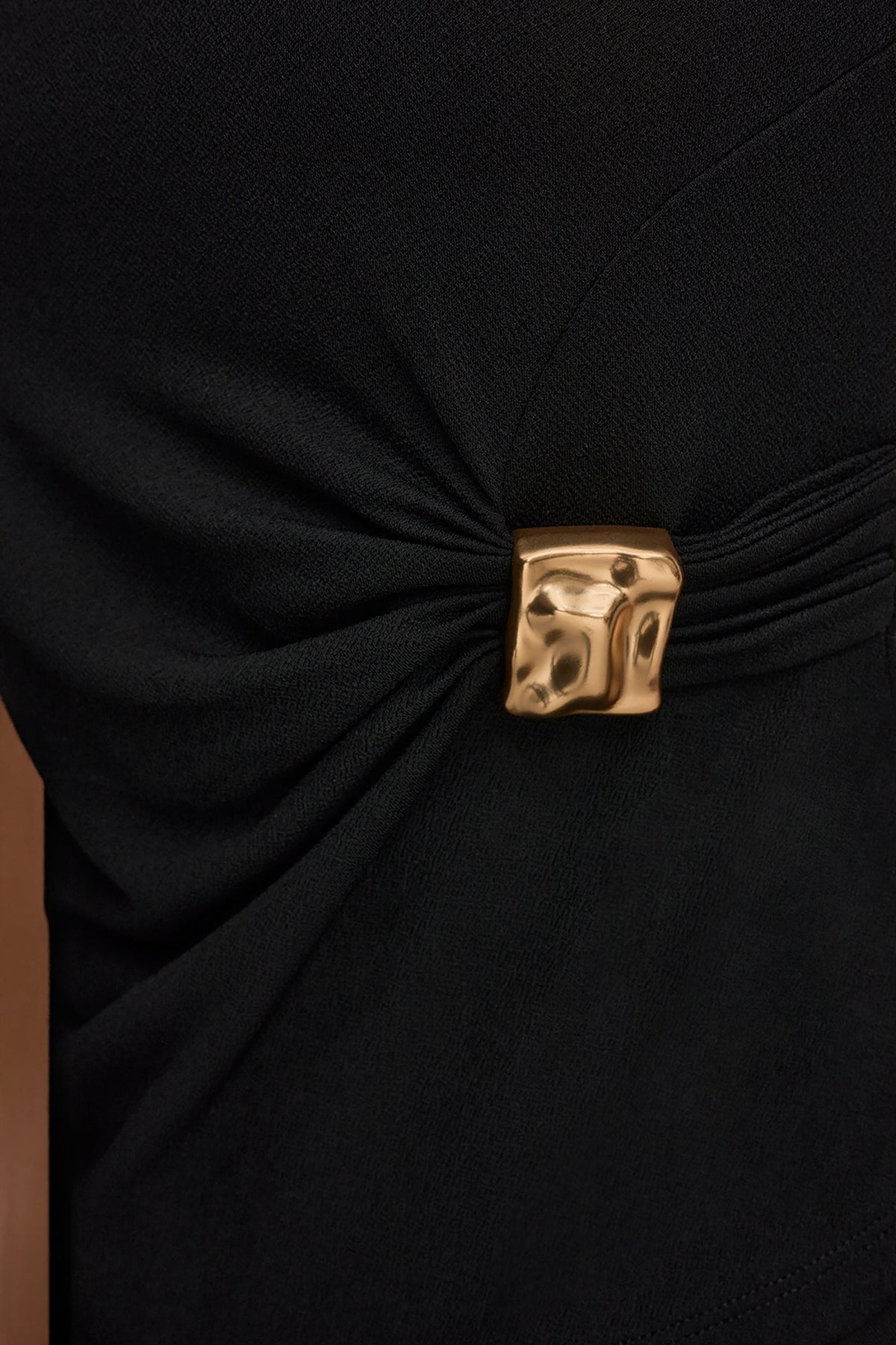 ASYMMETRIC RUCHED TOP - Black