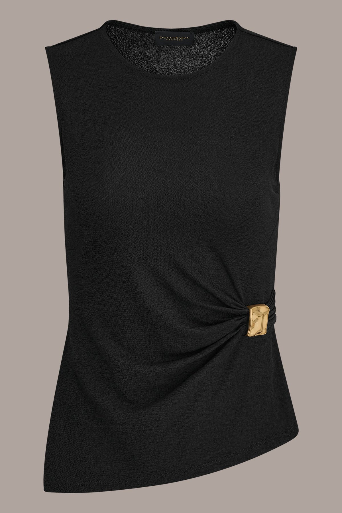 ASYMMETRIC RUCHED TOP - Black