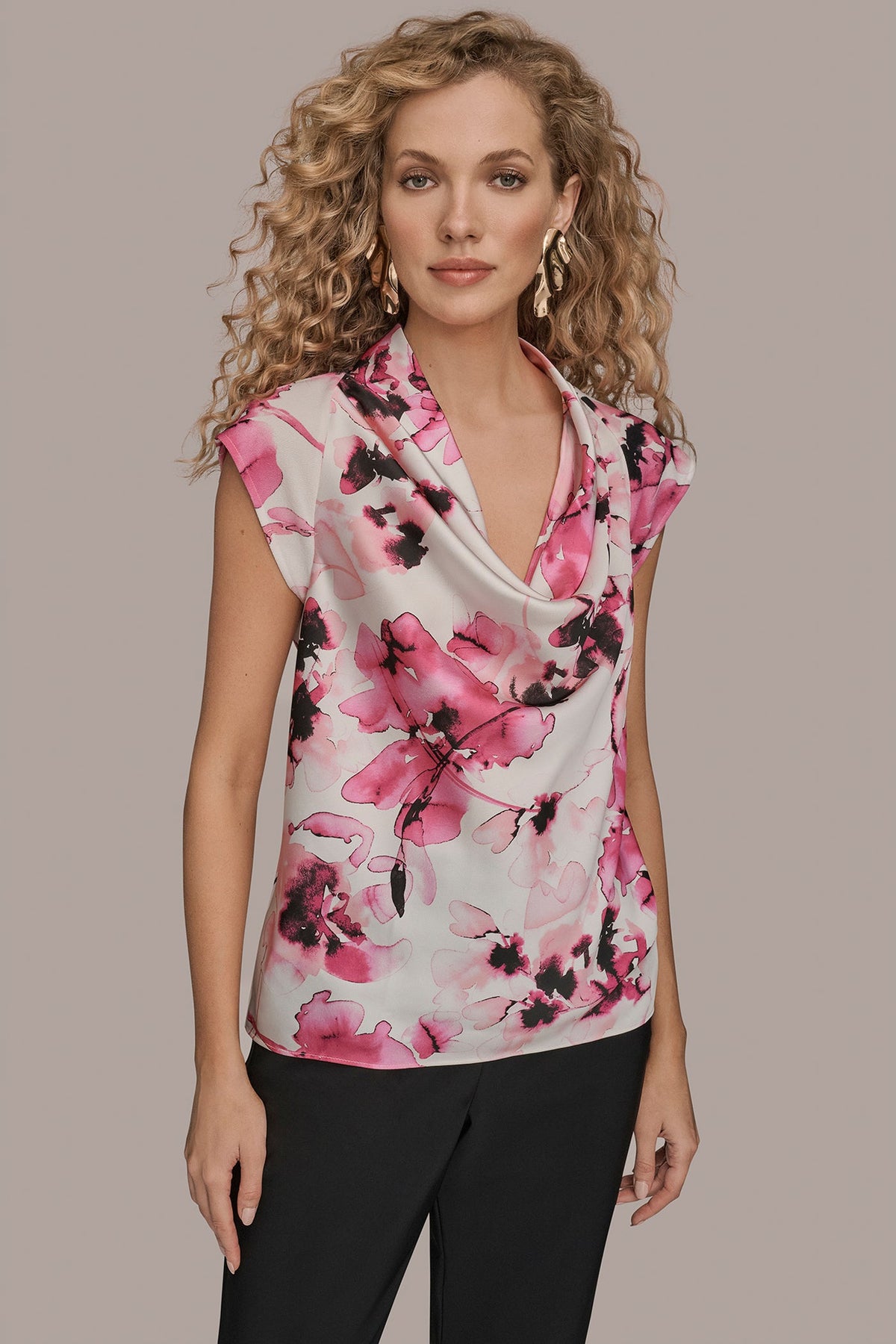 SLEEVELESS COWL NECK TOP - BIMINI MULTI