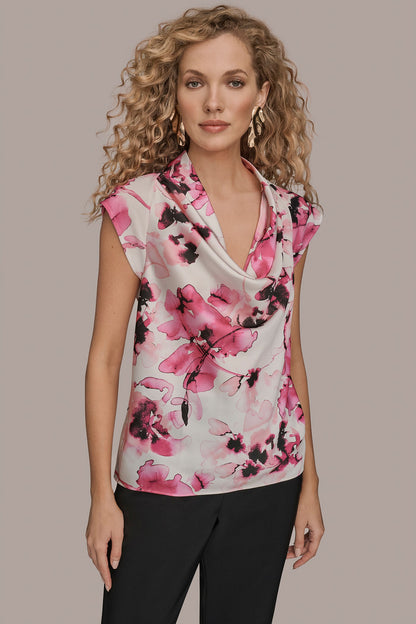 SLEEVELESS COWL NECK TOP - BIMINI MULTI