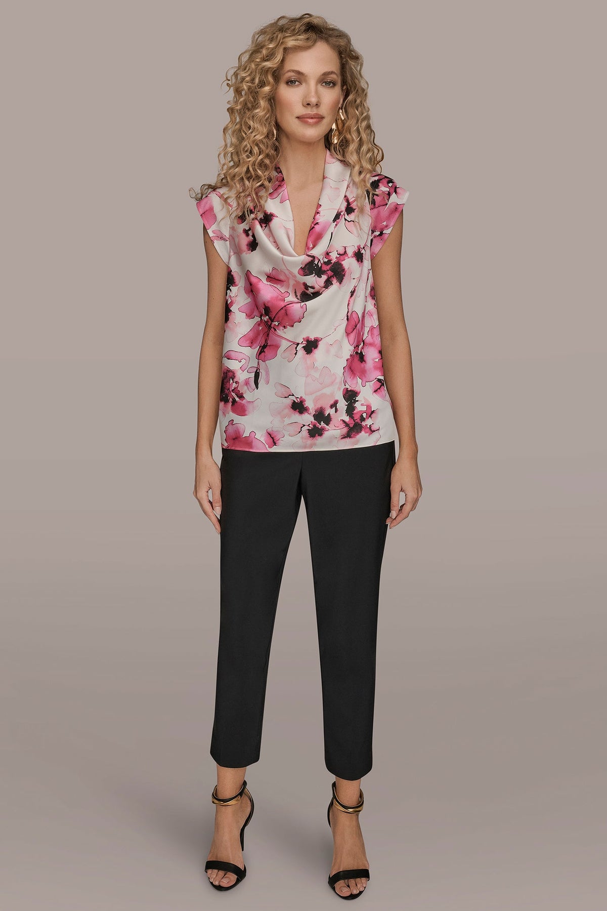SLEEVELESS COWL NECK TOP - BIMINI MULTI