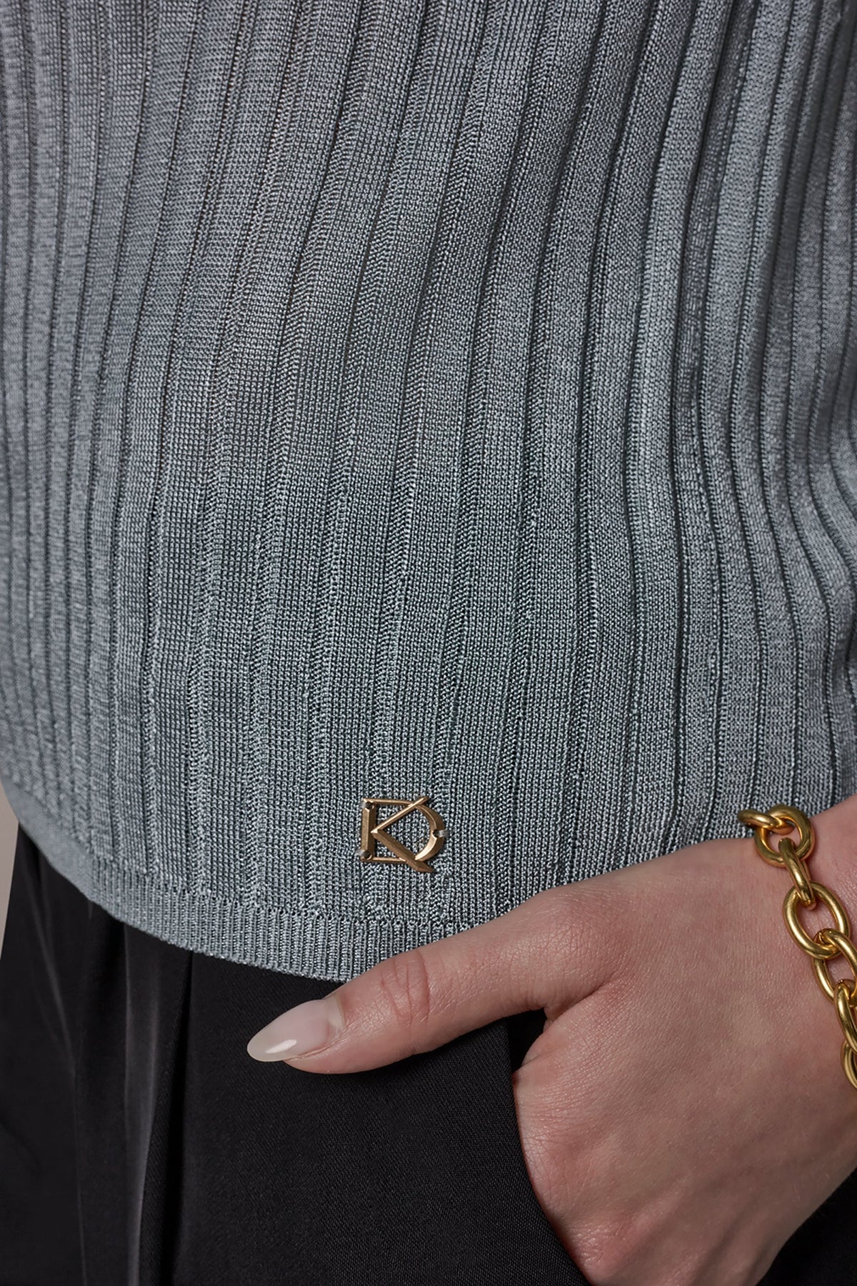 RIB-KNIT POLO SWEATER - Waterlily