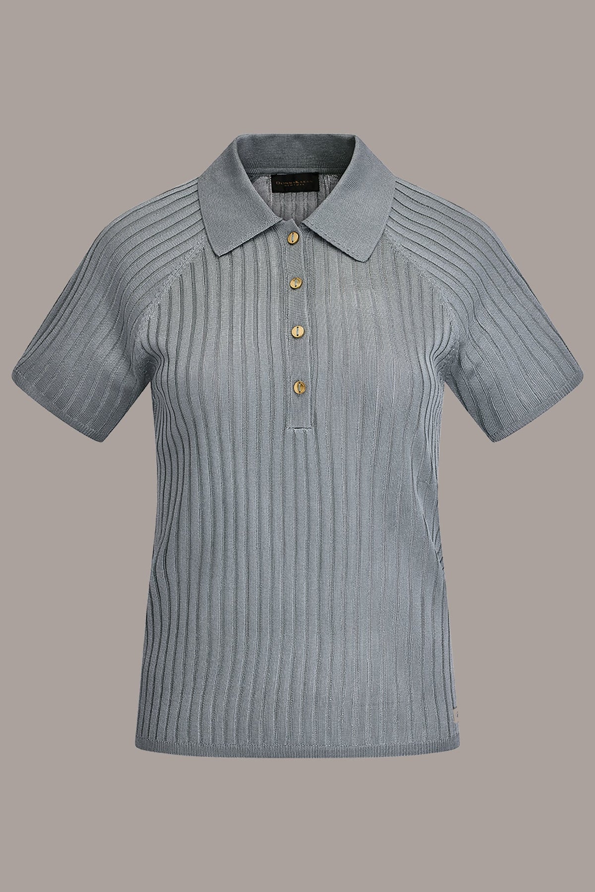 RIB-KNIT POLO SWEATER - Waterlily