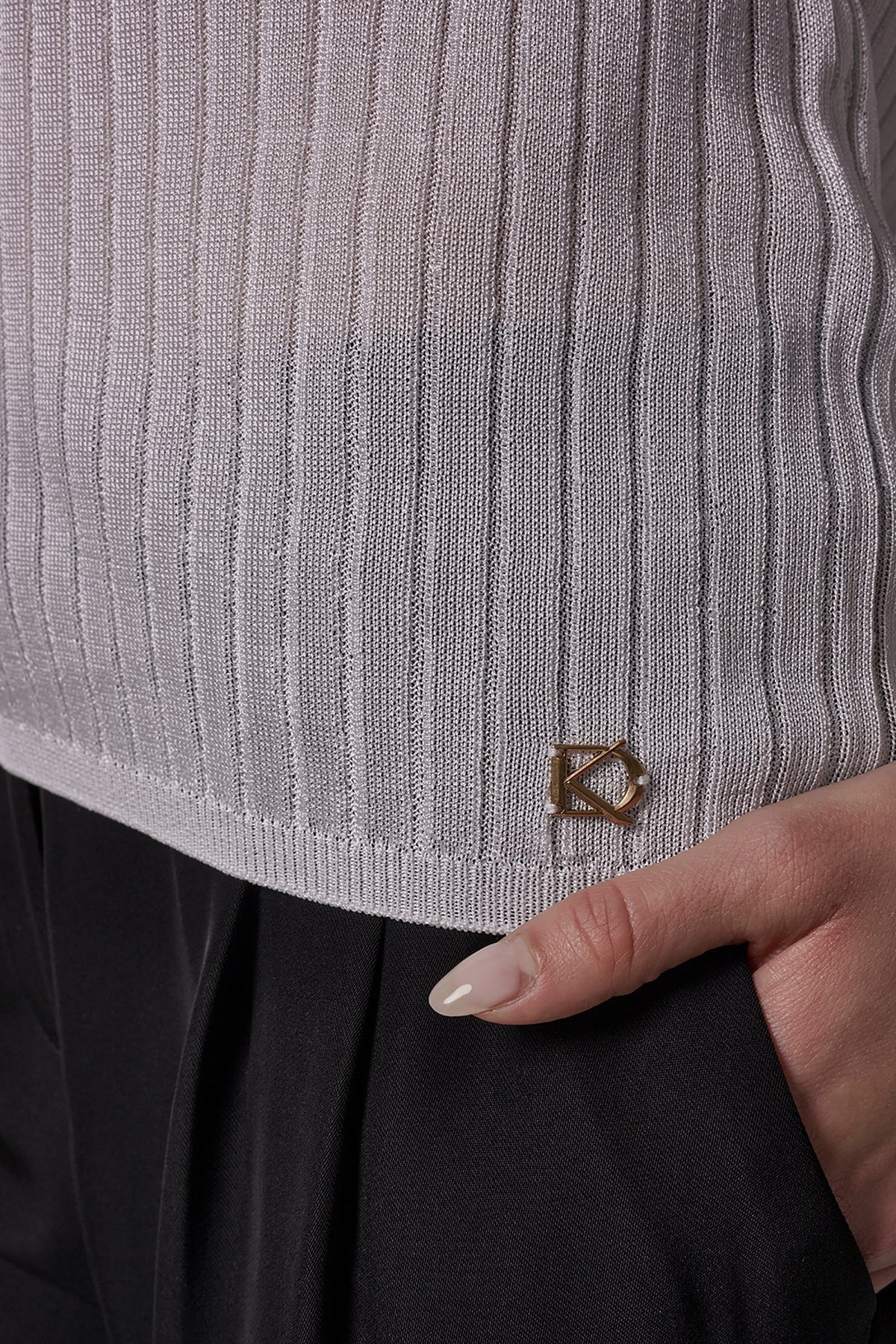 RIB-KNIT POLO SWEATER - Cream
