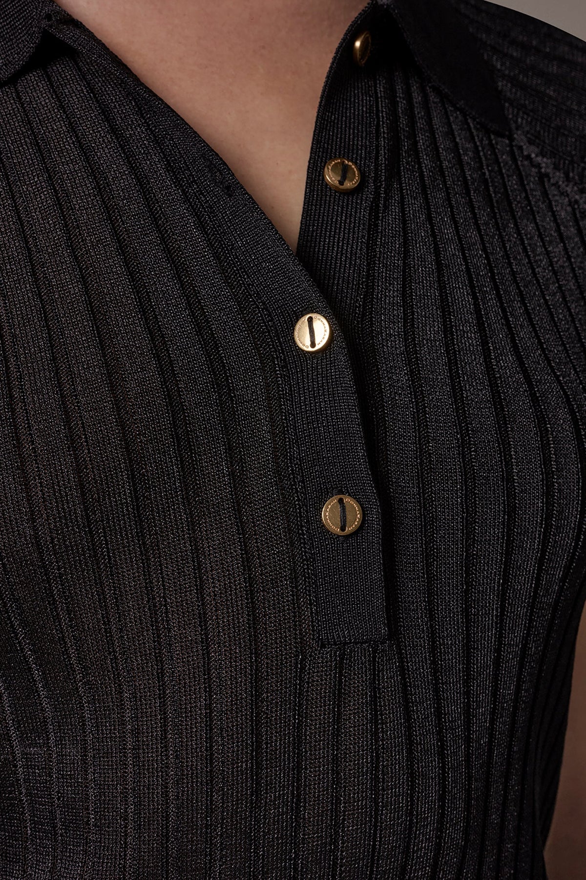 RIB-KNIT POLO SWEATER - Black