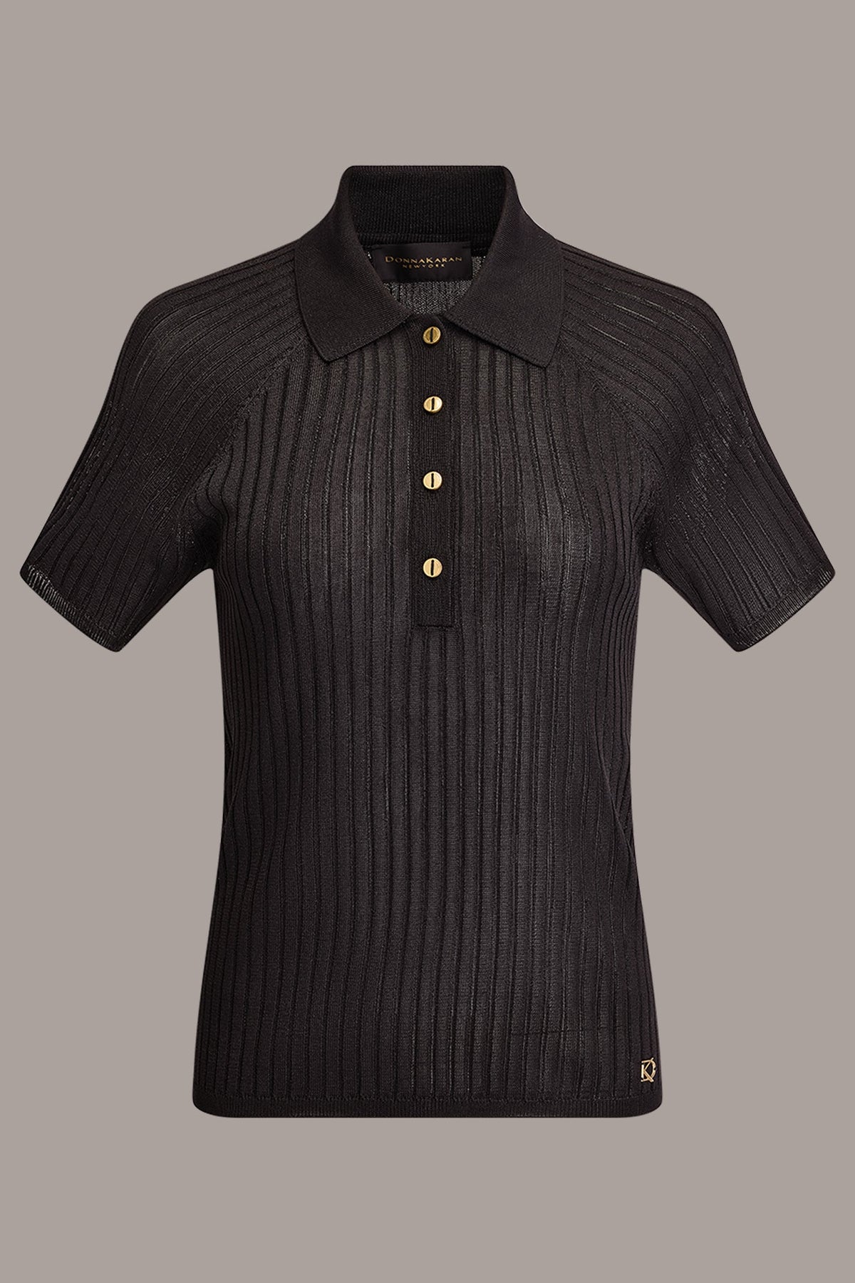 RIB-KNIT POLO SWEATER - Black