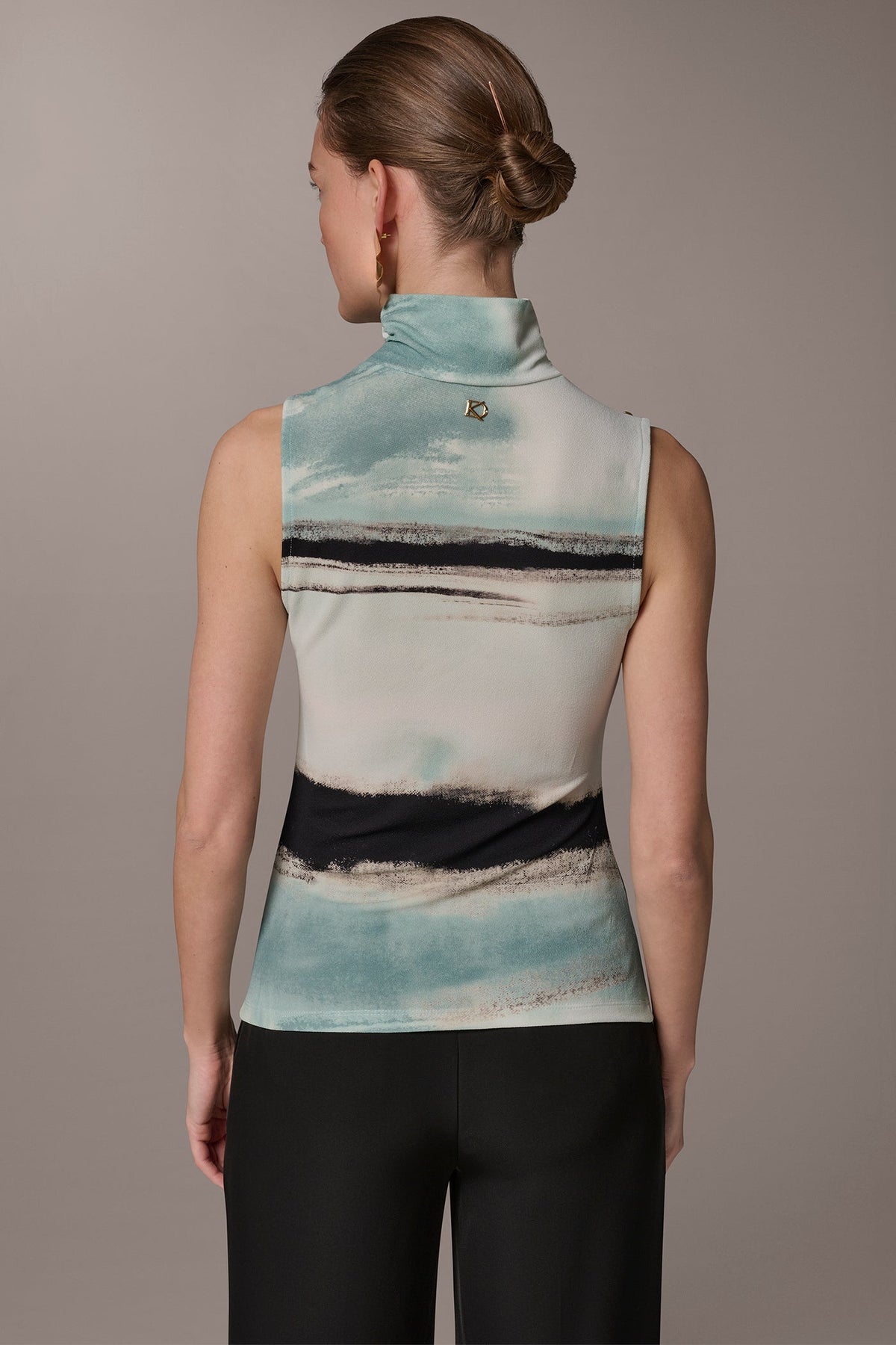 PRINTED BUTTON SHOULDER BLOUSE - Waterlily Multi