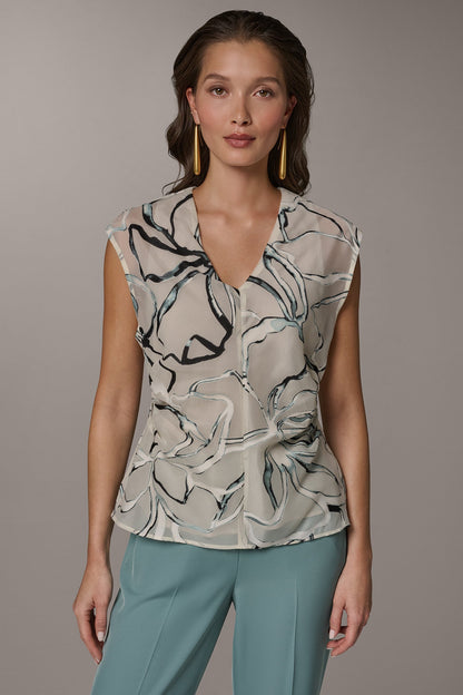 FLORAL BURNOUT TOP - Aquamint Multi