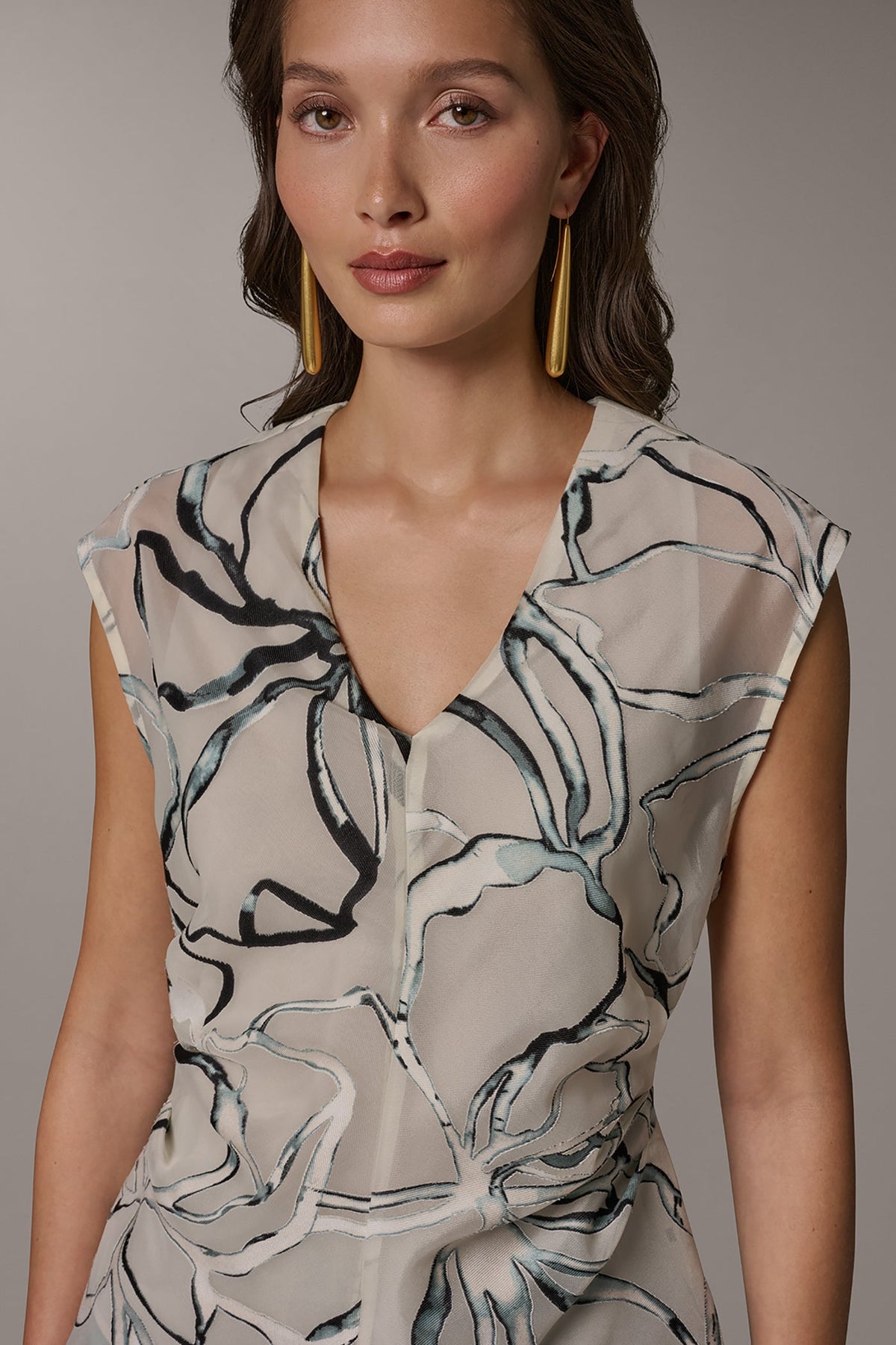 FLORAL BURNOUT TOP - Aquamint Multi