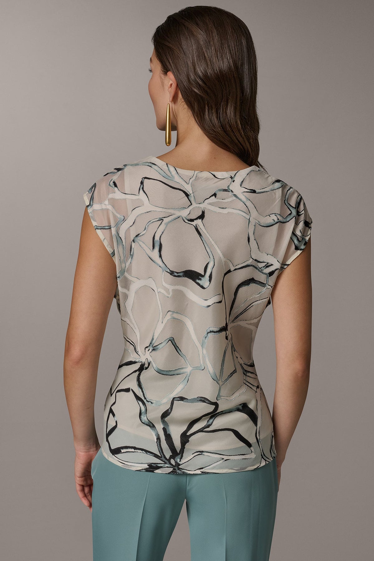 FLORAL BURNOUT TOP - Aquamint Multi