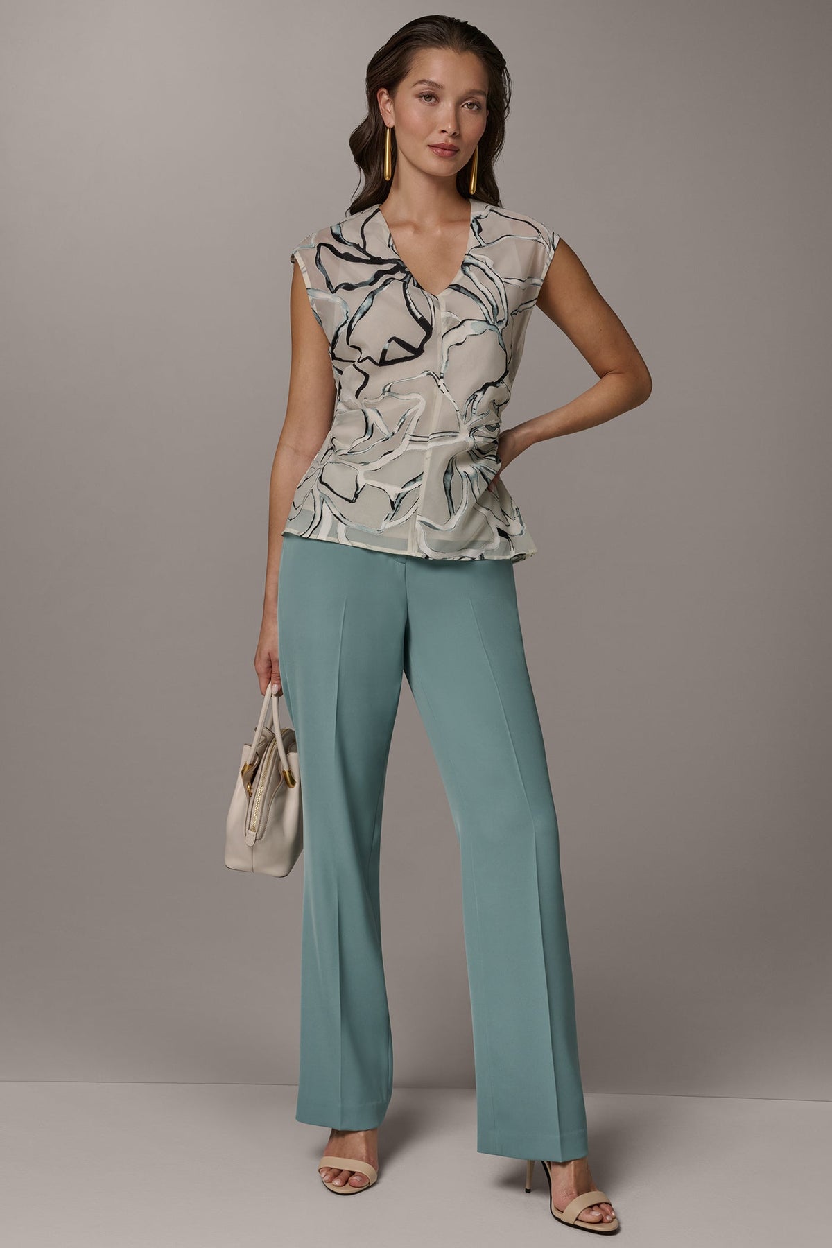 FLORAL BURNOUT TOP - Aquamint Multi