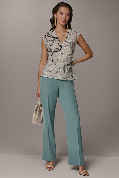 FLORAL BURNOUT TOP - Aquamint Multi
