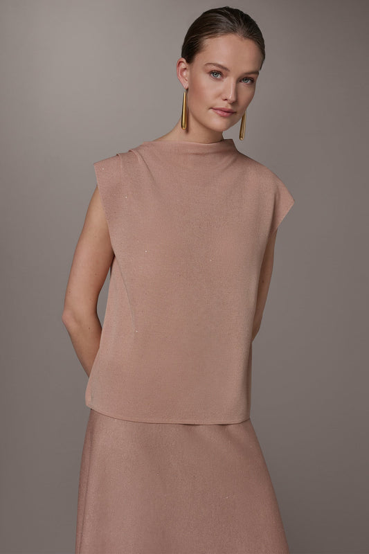 SEQUIN ASYMMETRIC FUNNEL NECK SWEATER - Umbria