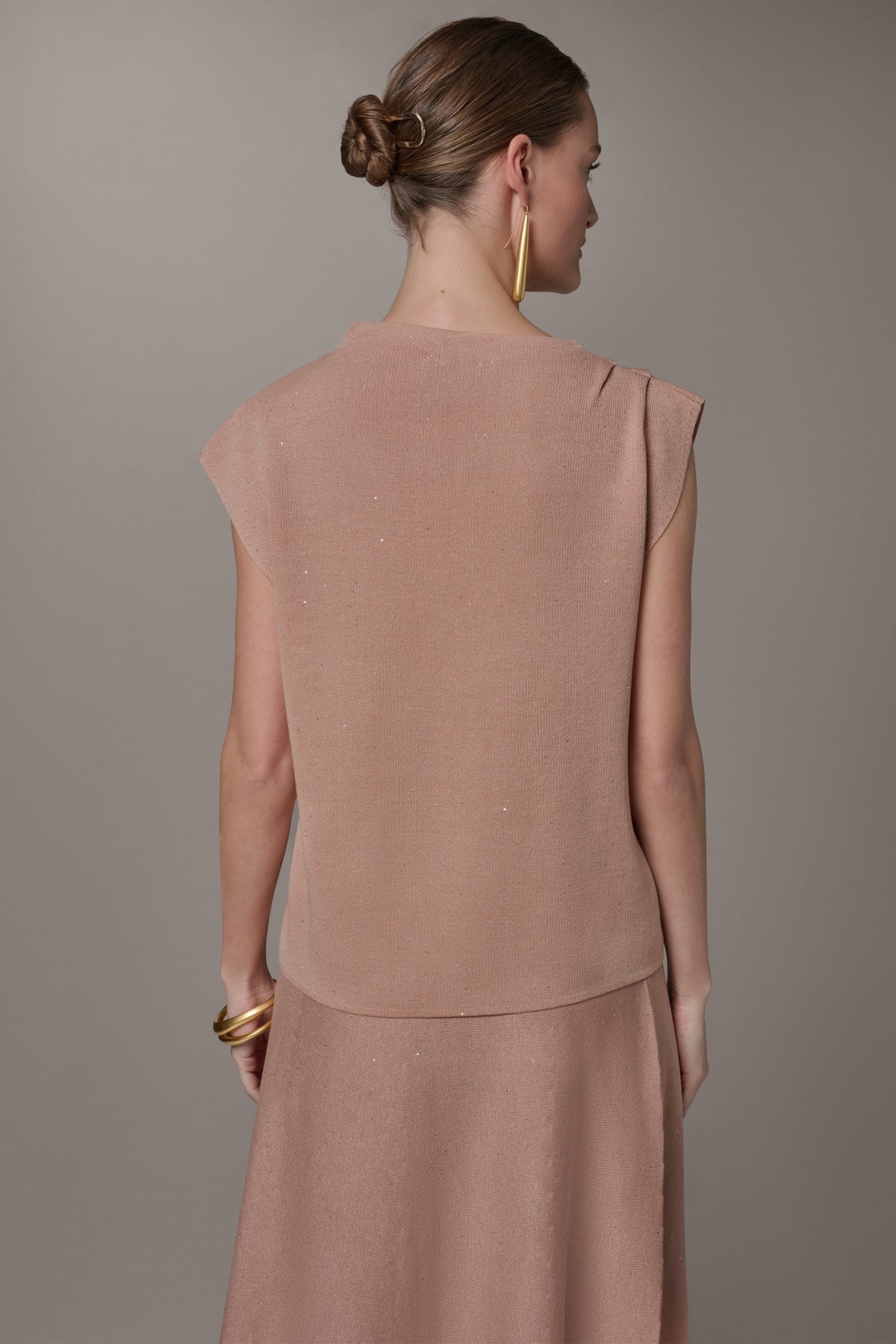 SEQUIN ASYMMETRIC FUNNEL NECK SWEATER - Umbria