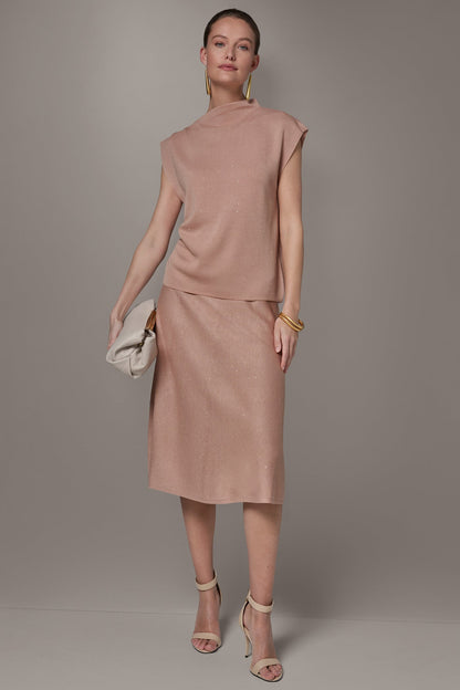SEQUIN ASYMMETRIC FUNNEL NECK SWEATER - Umbria